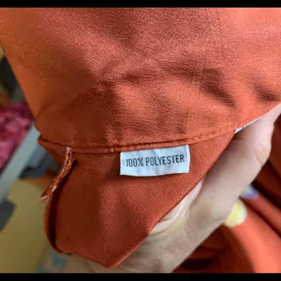 🔵 VTG Jones New York Silk like peach orange blouse hand painted small - Picture 13 of 14